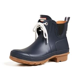 Hunter Blue Ankle Boots with White Laces